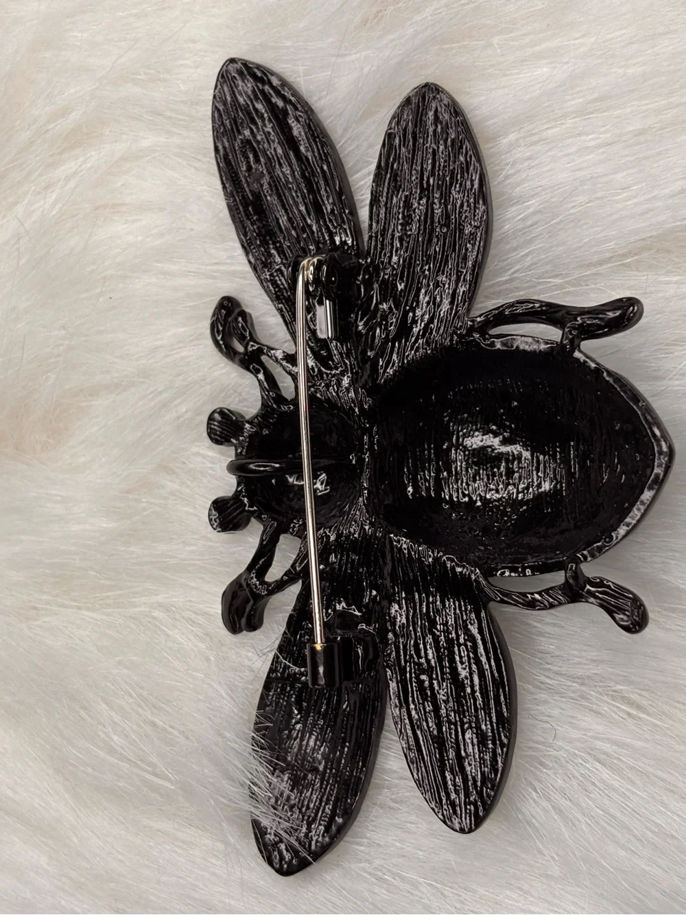 Large Blue Bee Brooch – Colorful Floral Enamel Statement Pin